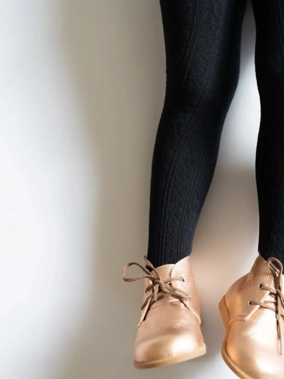Cable Knit Tights - Black