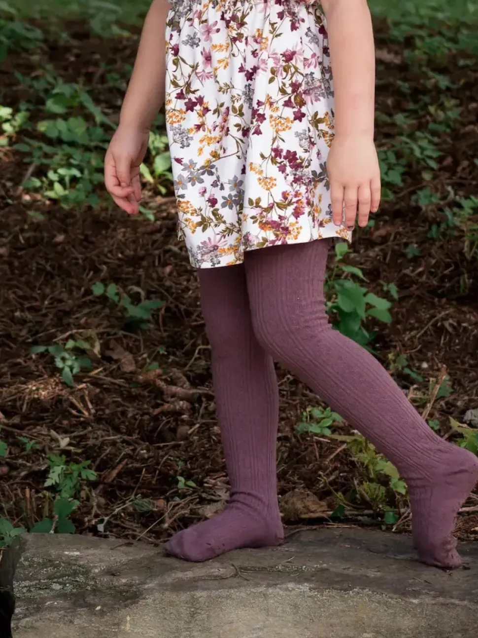Cable Knit Tights - Dusty Plum