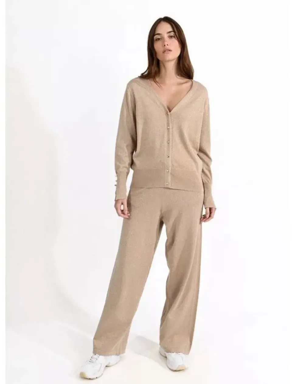 Casual Chic Cardigan Knit with Lurex