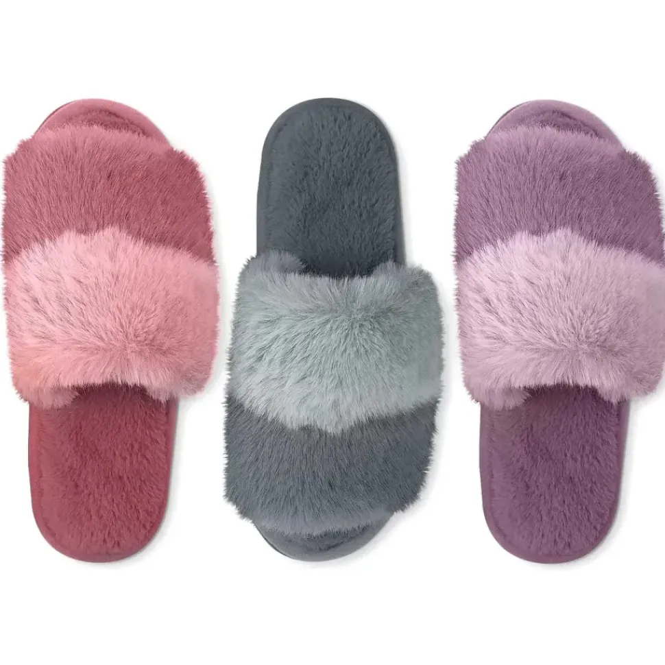 Cotton Candy Puff Slippers - Berry