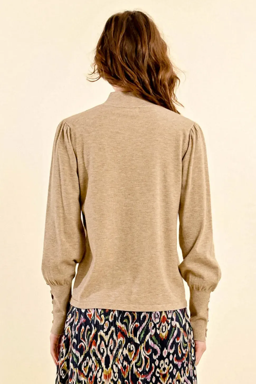 Detailed Knit Sweater - Beige