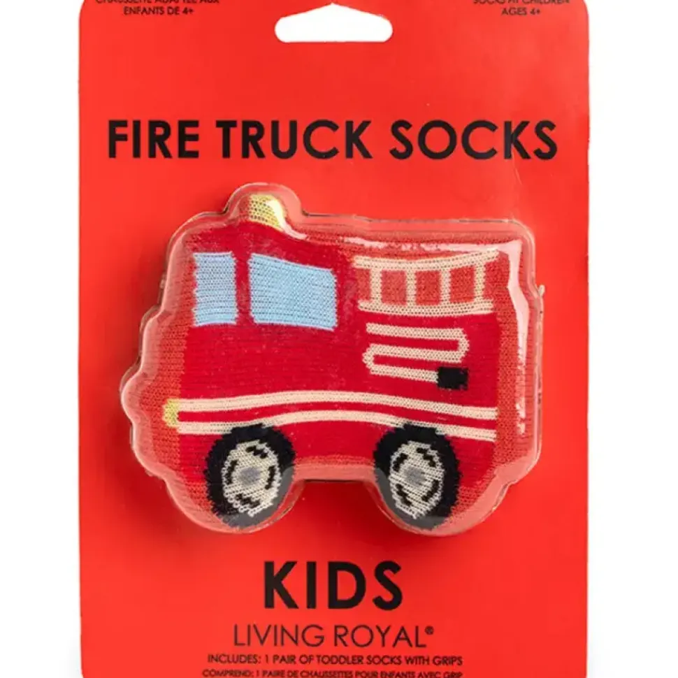 3D Packaged Crew Socks - Fire Truck - Red