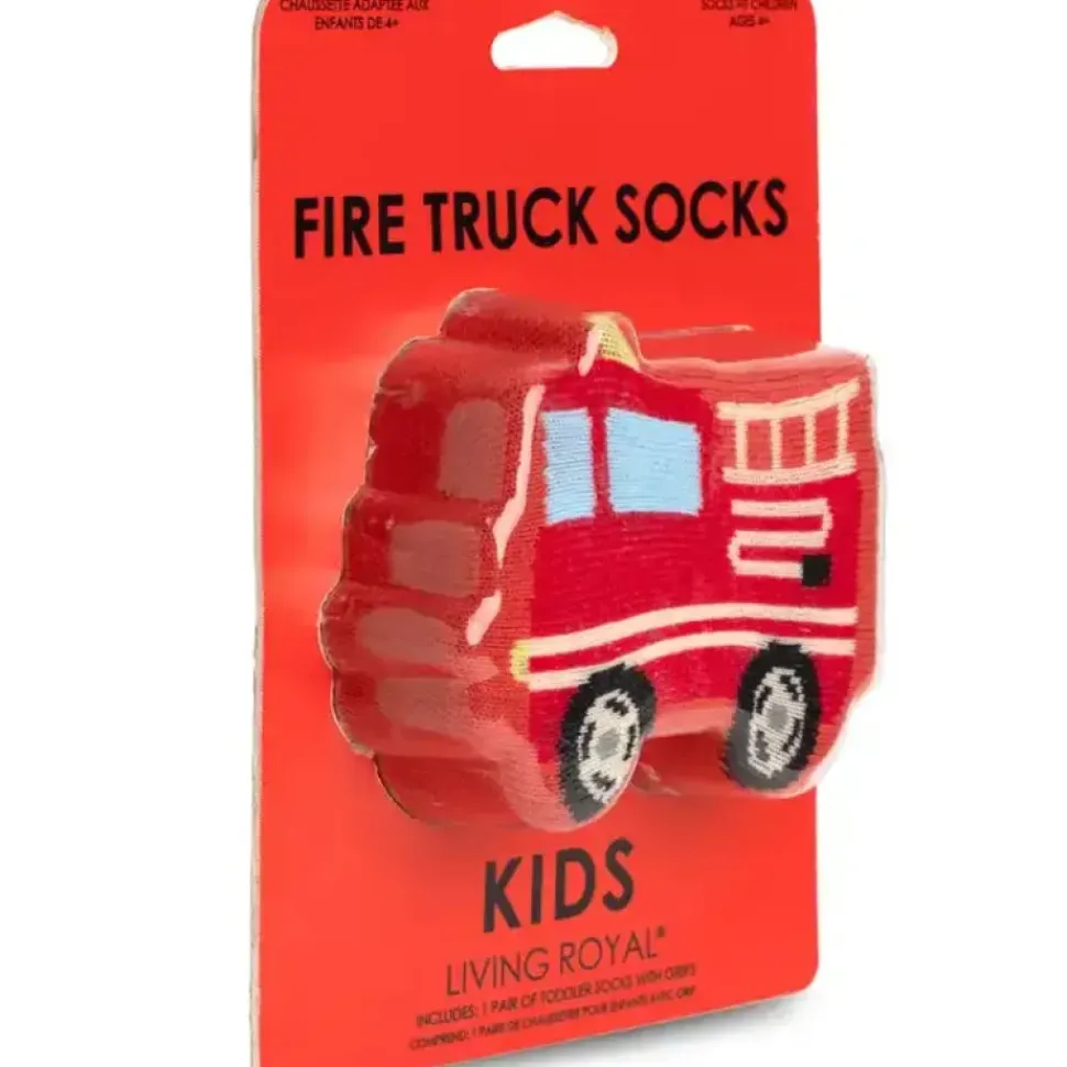 3D Packaged Crew Socks - Fire Truck - Red