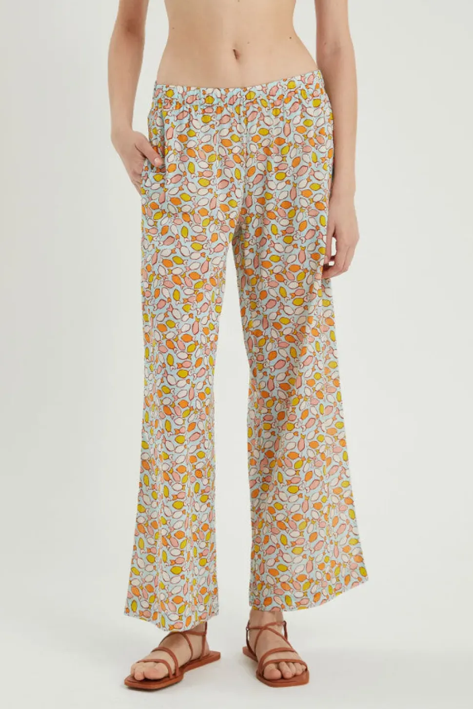 Fish Print Mid-Rise Trousers