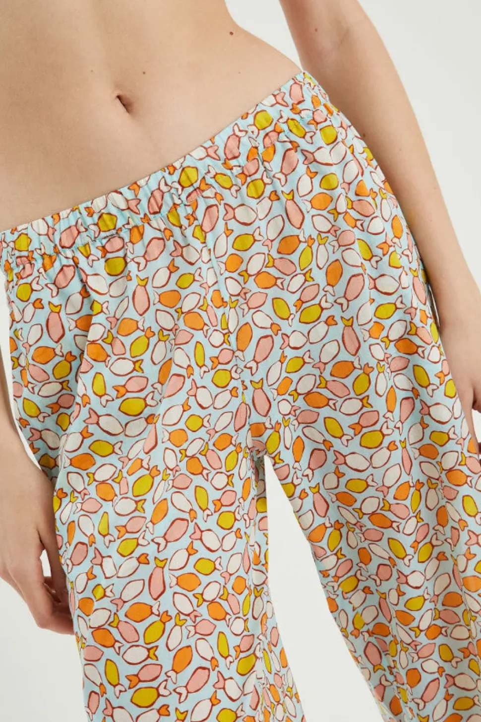 Fish Print Mid-Rise Trousers