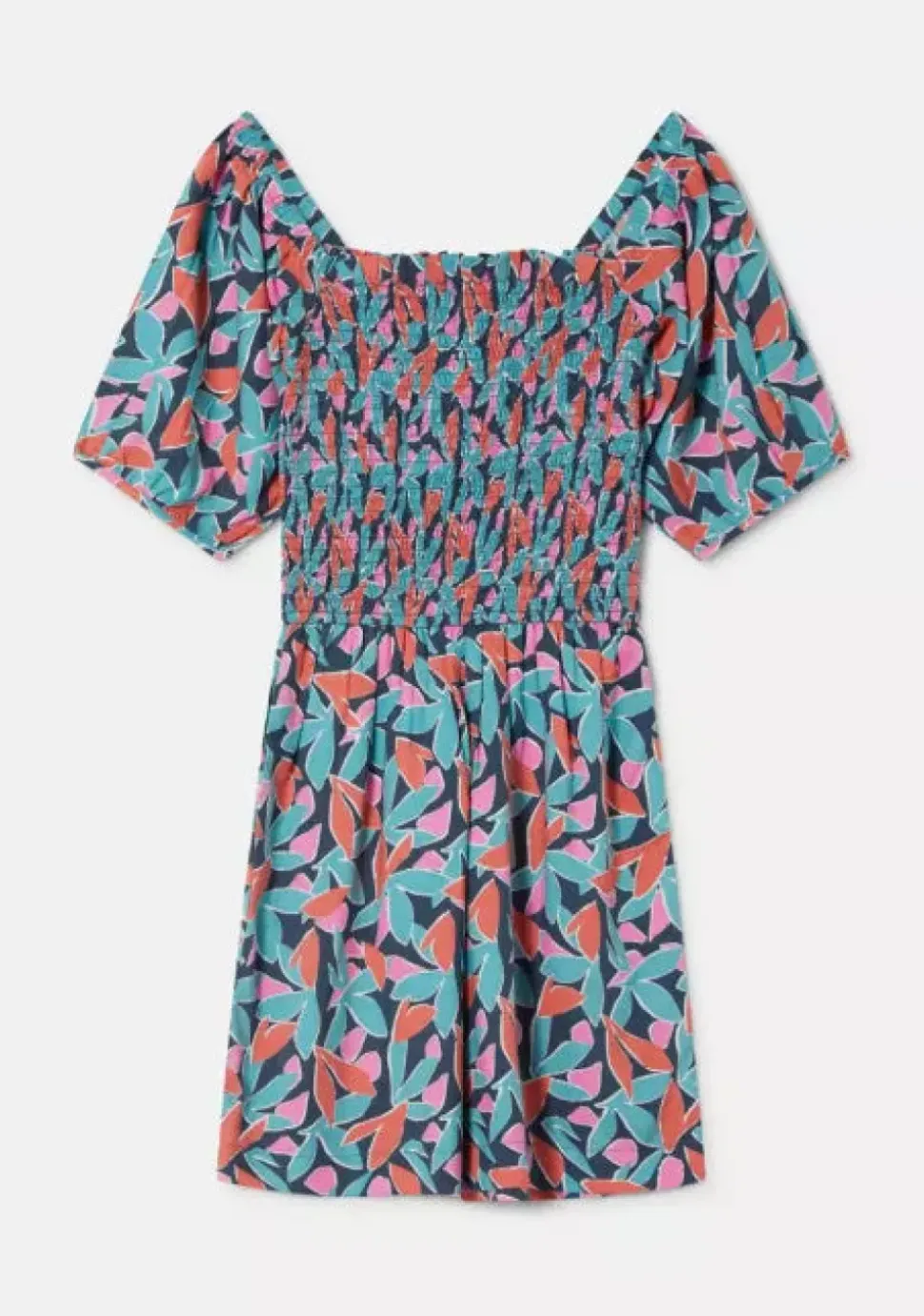 Floral Bird of Paradise Print Smocked Playsuit
