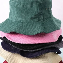 Foldable Vintage Corduroy Bucket Hat - Green