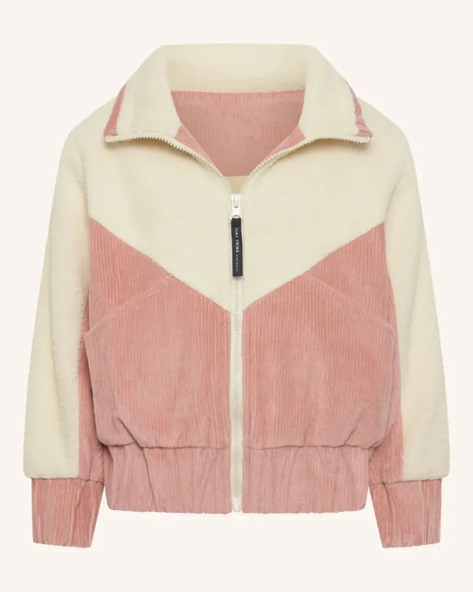 Girls Corduroy Sherpa Zip Jacket - Dusty Rose