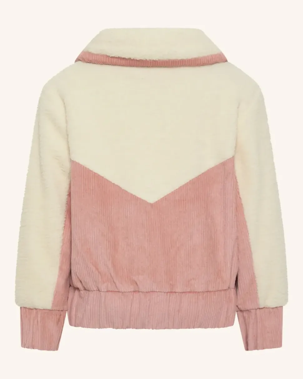 Girls Corduroy Sherpa Zip Jacket - Dusty Rose