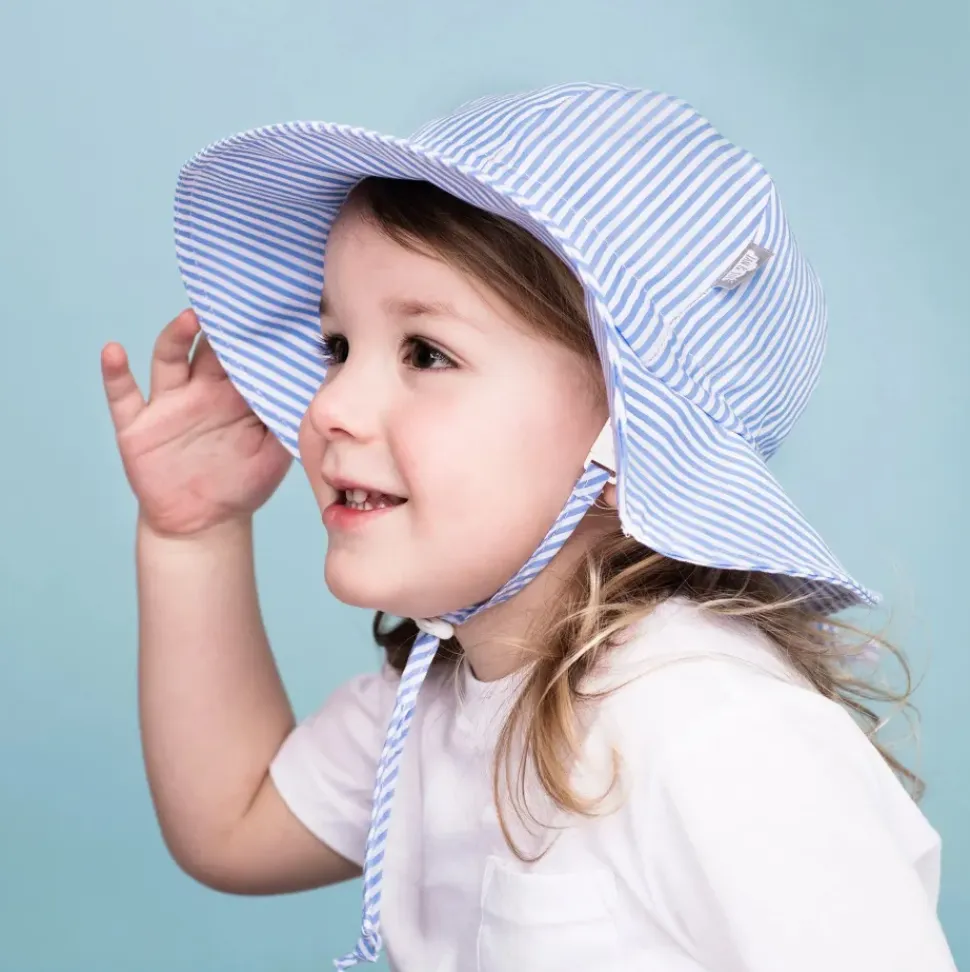 Kids Cotton Floppy Hats | Blue Stripes