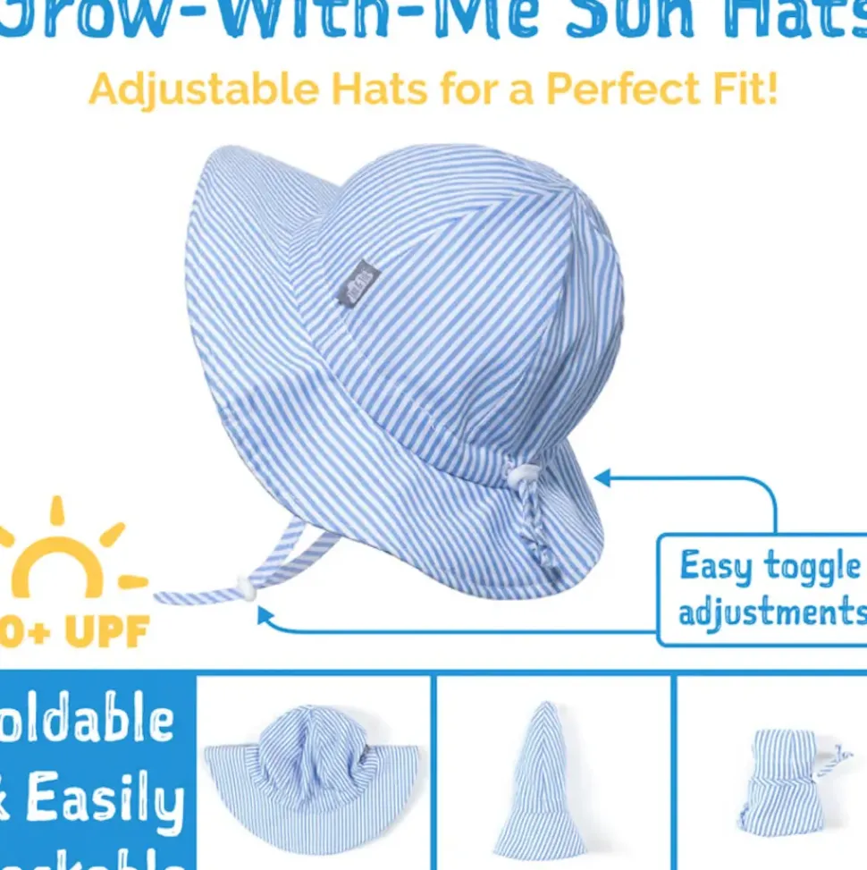 Kids Cotton Floppy Hats | Blue Stripes