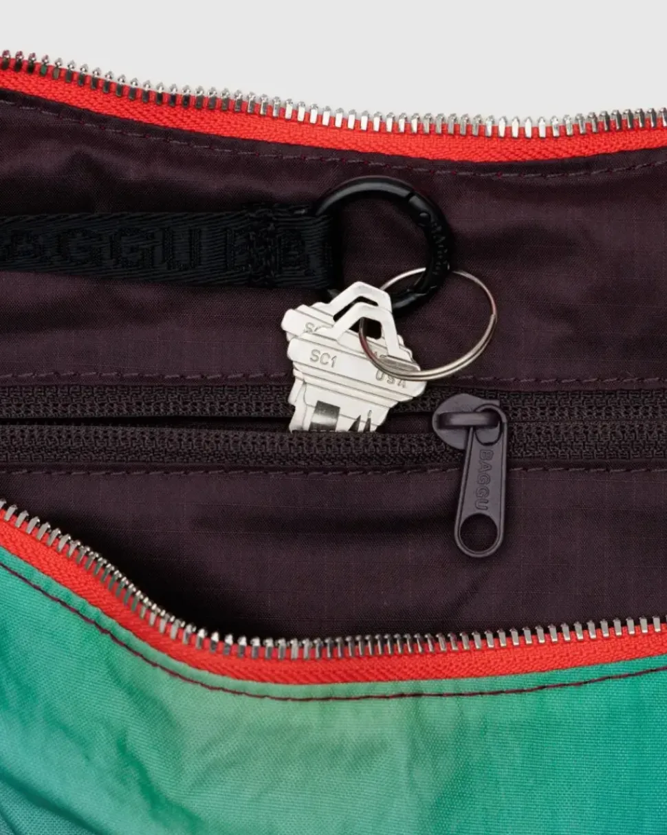 Medium Nylon Baggu Crescent Bag - Rain