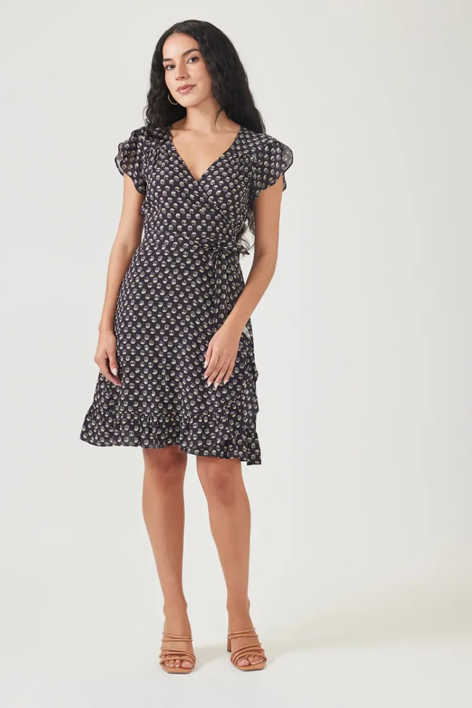 Midi Wrap Dress - Tree Print