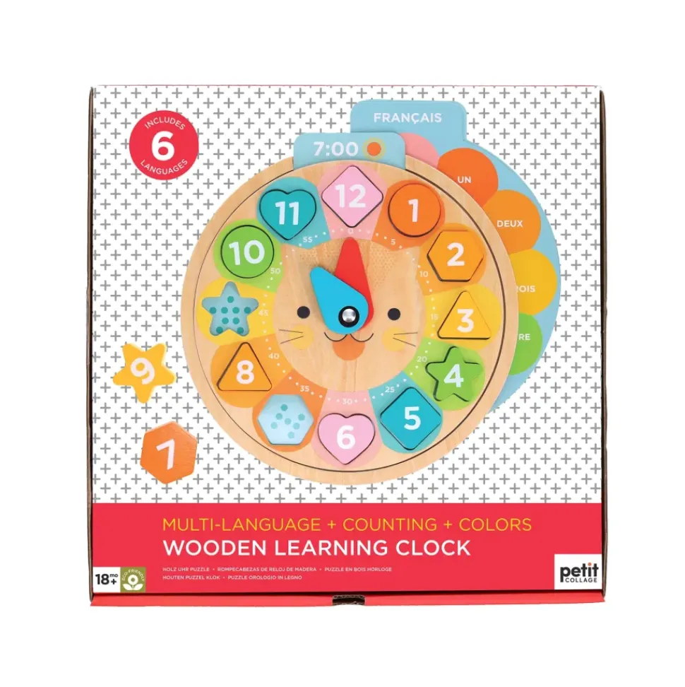 Multi-Language + Counting + Colors Wooden Learning Clock