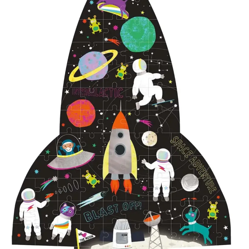 80 Piece "Rocket" Shaped Jigsaw with Shaped Box - Space