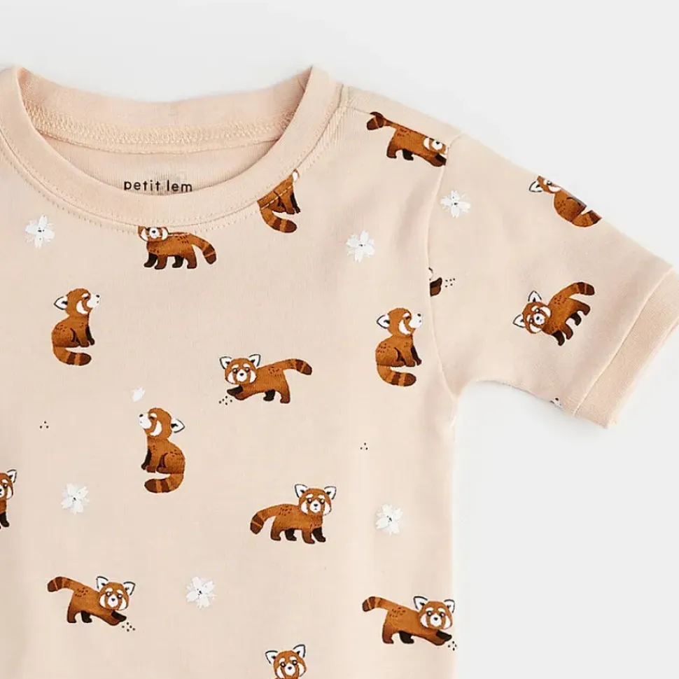 Red Panda Print on Short-Sleeved PJ Set