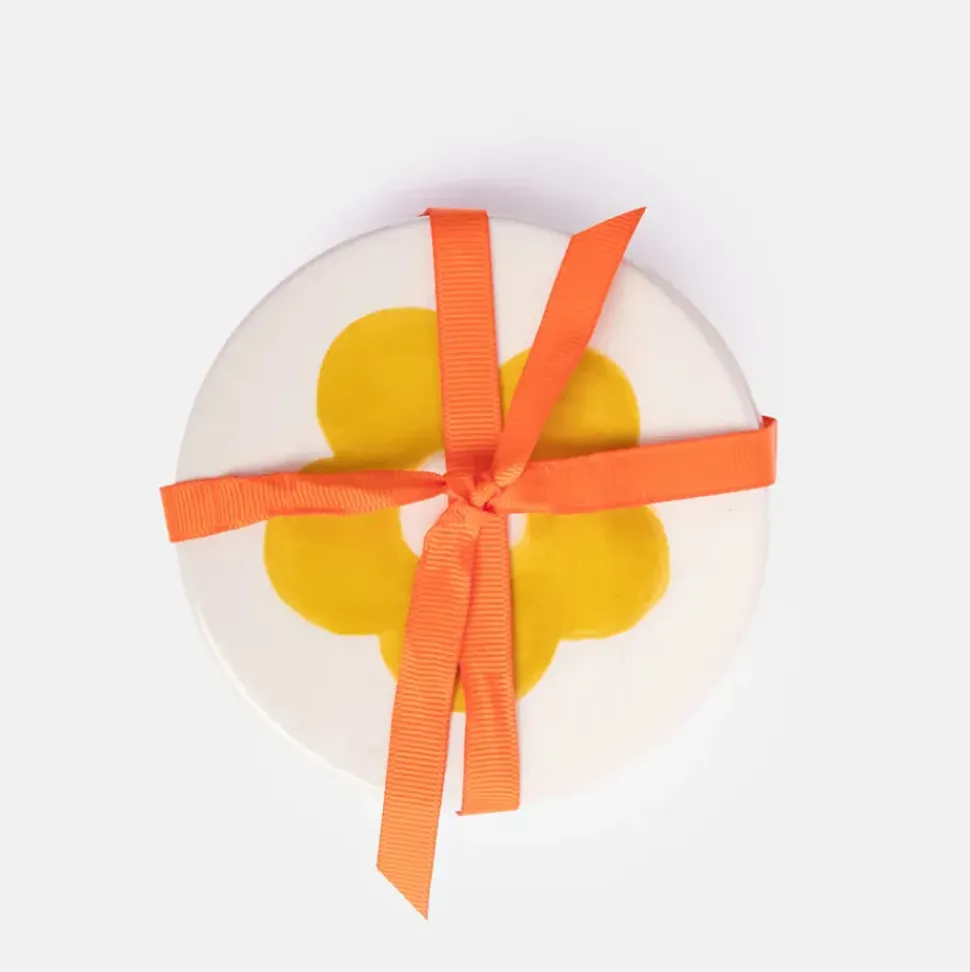 Set of 4 Stoneware Flower Coasters