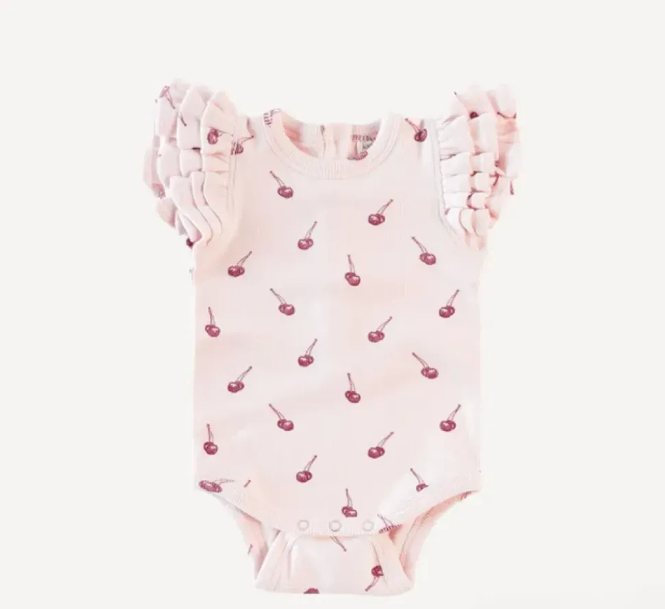 Sleeveless Triple Ruffle Bodysuit - Rio Red Cherry