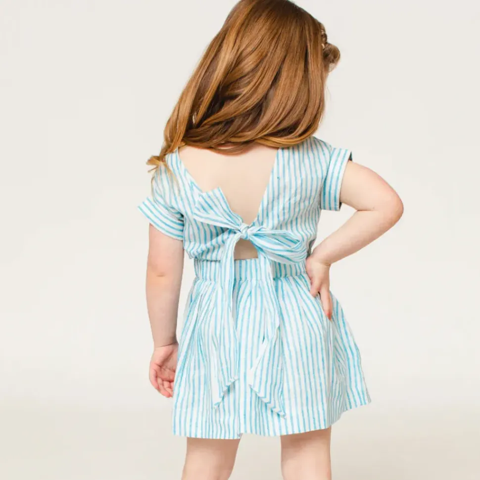 The Bow Back Dress - Linen Stripe