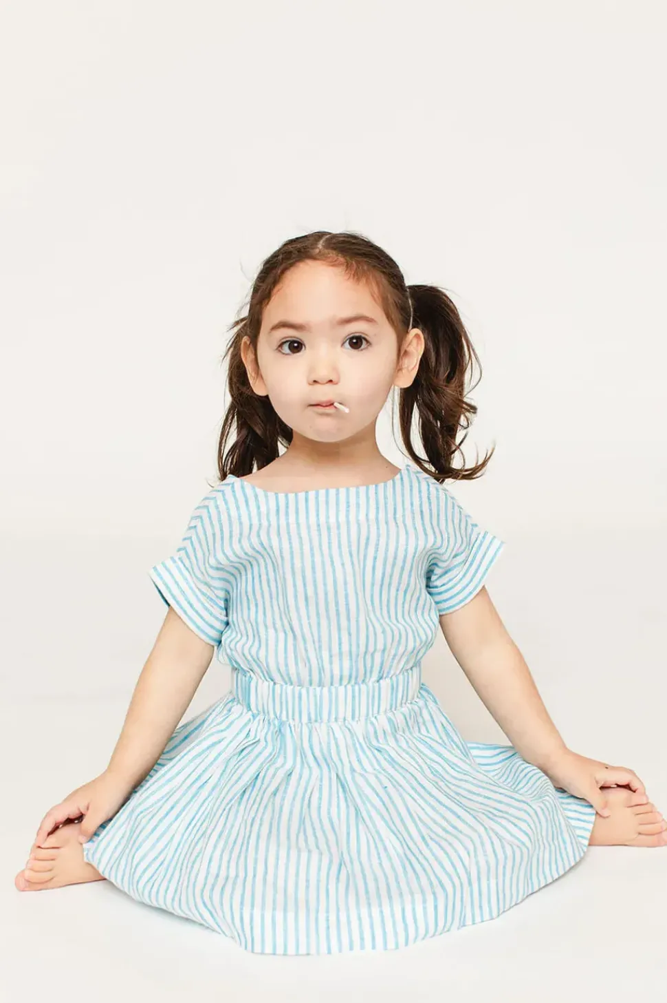 The Bow Back Dress - Linen Stripe