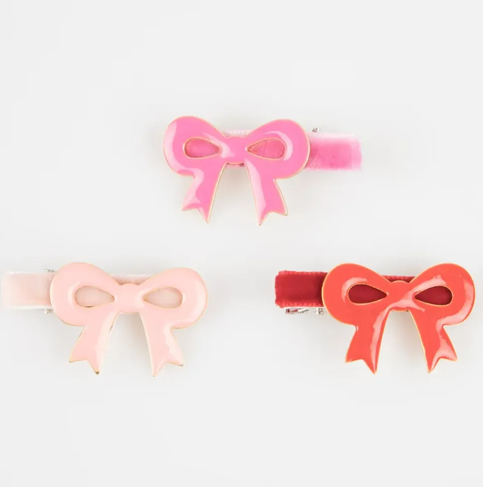 Valentine's Bow Hair Clips (x6)