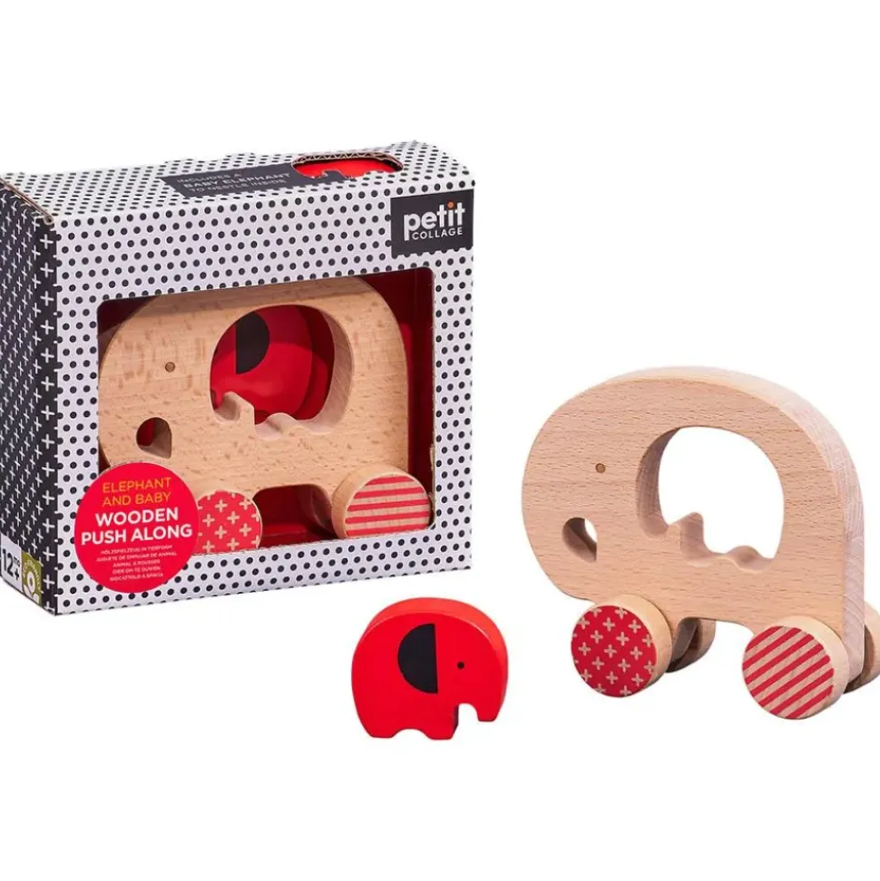 Wooden Push Along Toy Elephant